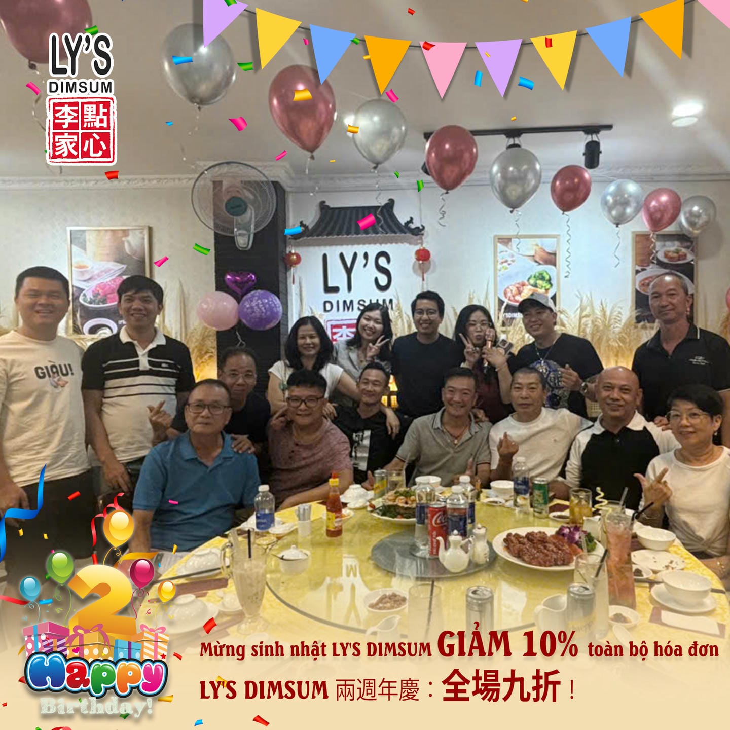 SINH NHẬT LỚN - KHAO DEAL KHỦNG! Ly's Dimsum Mừng 2 Tuổi Với ƯU ĐÃI 10% TOÀN BỘ MENU!